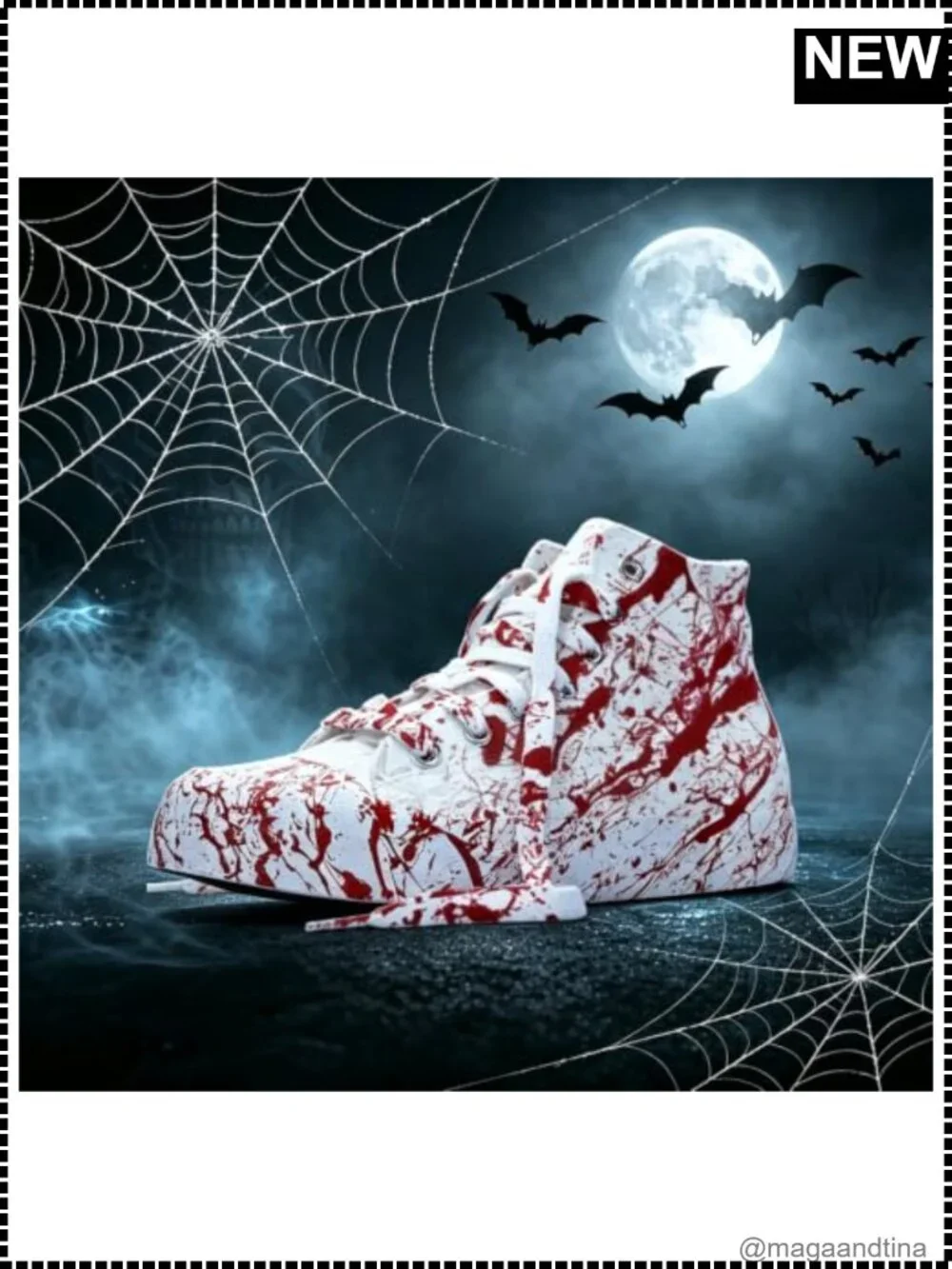 Unisex High Top Canvas Blood Splatter Lace Up Sneakers Walking Shoes